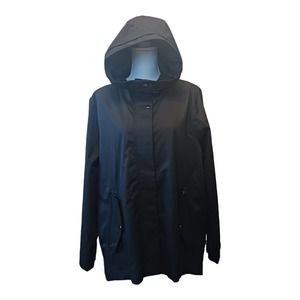 Athleta Sutro Jacket Women's Black Size XL Hooded Full Zip Raincoat Lightweight